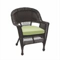 Jeco Espresso Wicker Chair With Green Cushion W00201-C-FS029